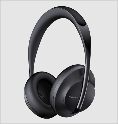 Tech gift ideas for dad- Bose Noise Cancelling Headphones in black against a light gray background