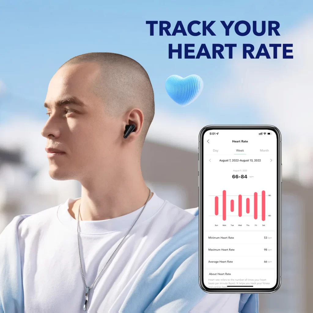 Meet the Soundcore Liberty 4 - the Bluetooth earphones that let you stay connected while monitoring your heart rate. Enjoy the freedom of wireless connectivity and stay on top of your fitness goals!