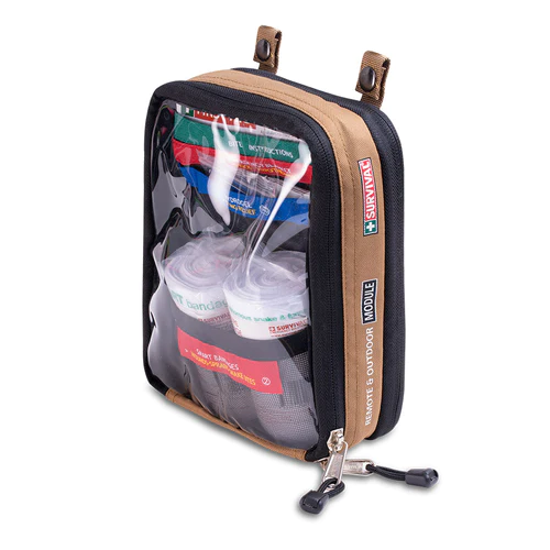 Compact first aid kit with essential medical supplies, perfect for on-the-go safety.