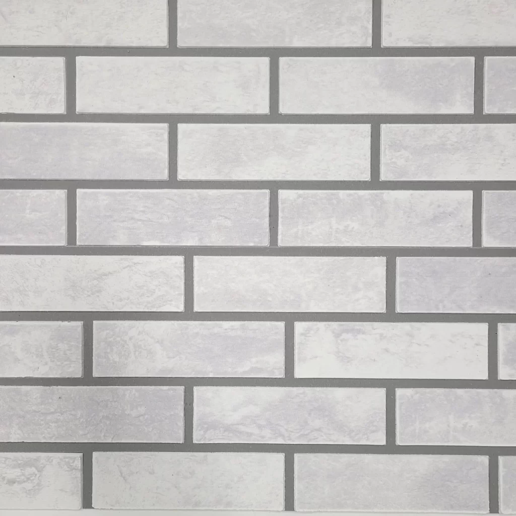 A gray faux brick wall by Talissa Decor.