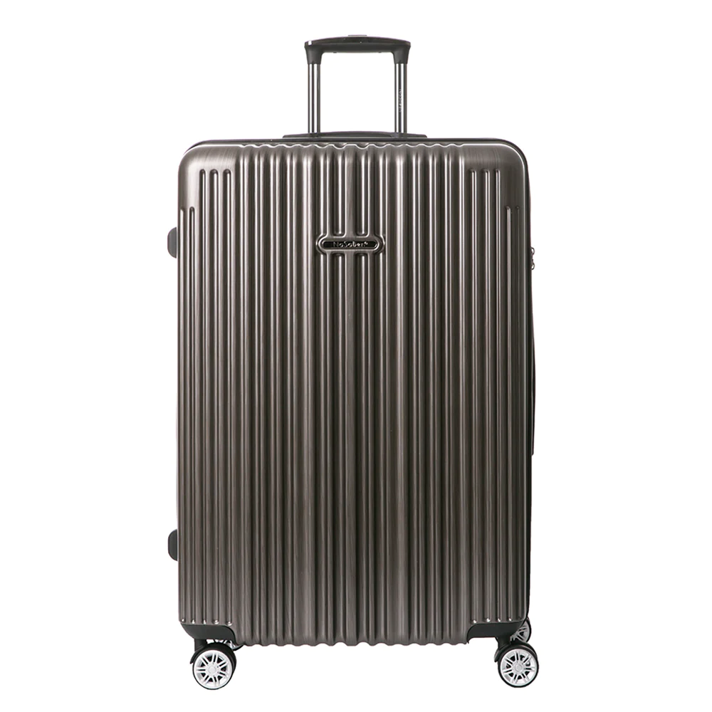 A spacious suitcase with convenient wheels and handles, perfect for hassle-free travel.
