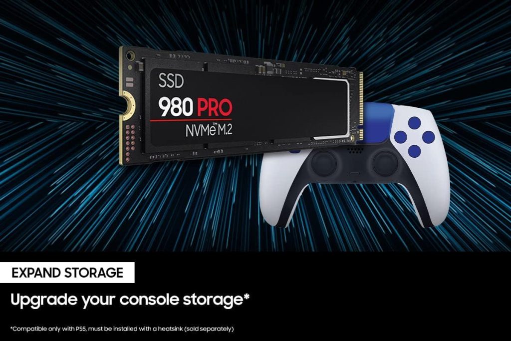 The Samsung SSD Pro with controller and game controller. High-performance storage for gaming.