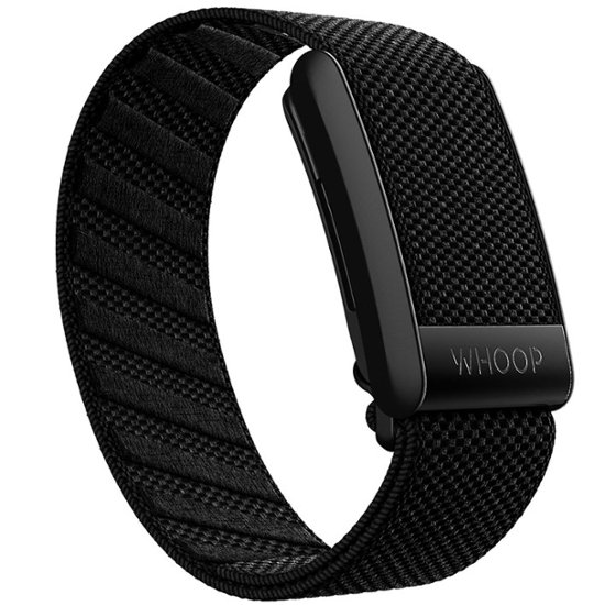 Black watch band on white background - WHOOP 4.0 Health and Fitness Tracker. Stylish contrast for your wrist!