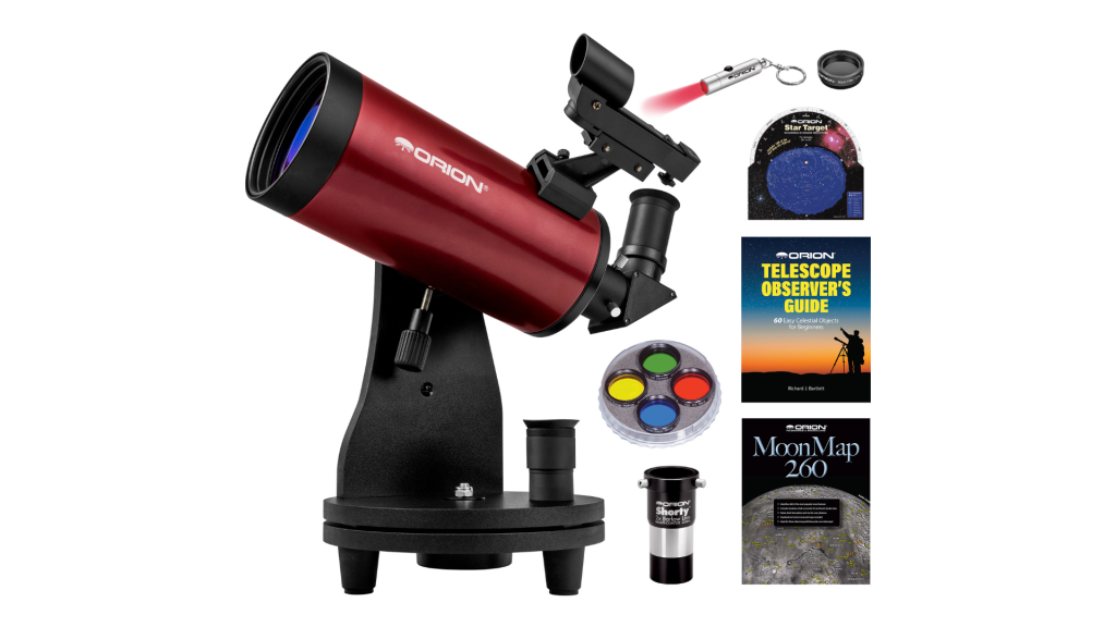 Discover the universe with the Orion telescope, complete with accessories and books. Reach for the stars!

