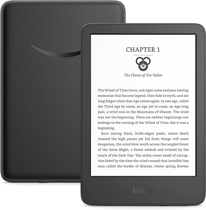 The sleek Amazon Kindle, your portable e-reader companion for endless reading adventures.