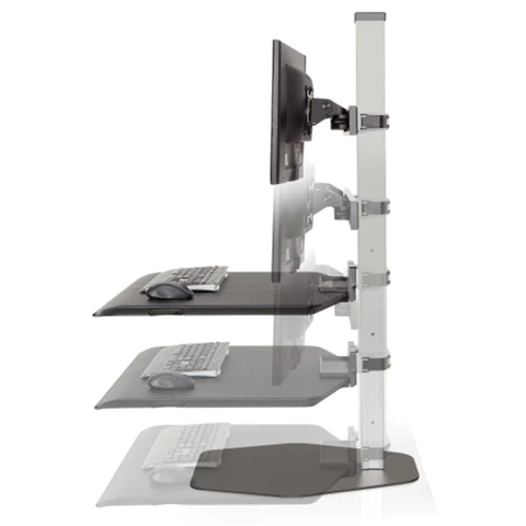 Convertible desk with height adjustment for active work.