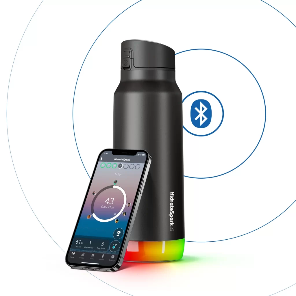 Stay hydrated and keep track of your water intake on the go with the HidrateSpark PRO, a Bluetooth-enabled smart water bottle.