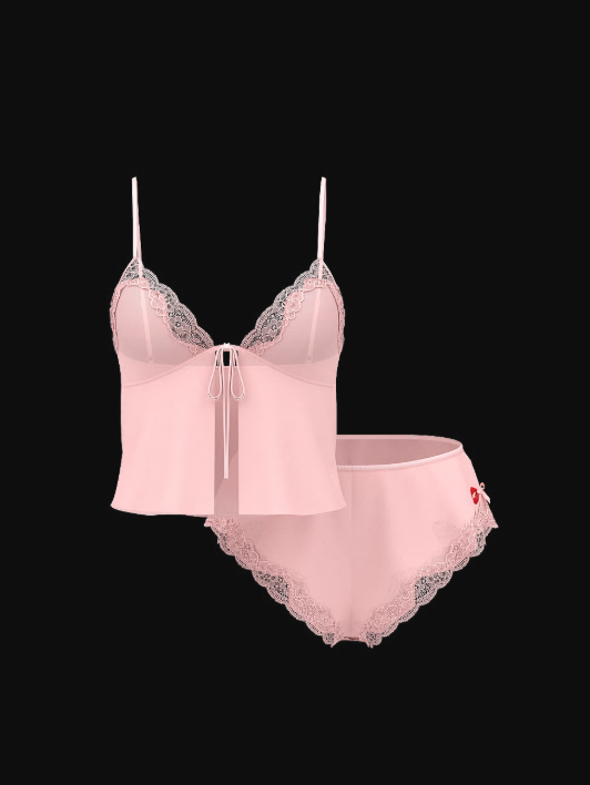 Satin and chiffon camisole set with lace details laid out neatly, highlighting a confidence-boosting gift idea for last-minute valentine deals.